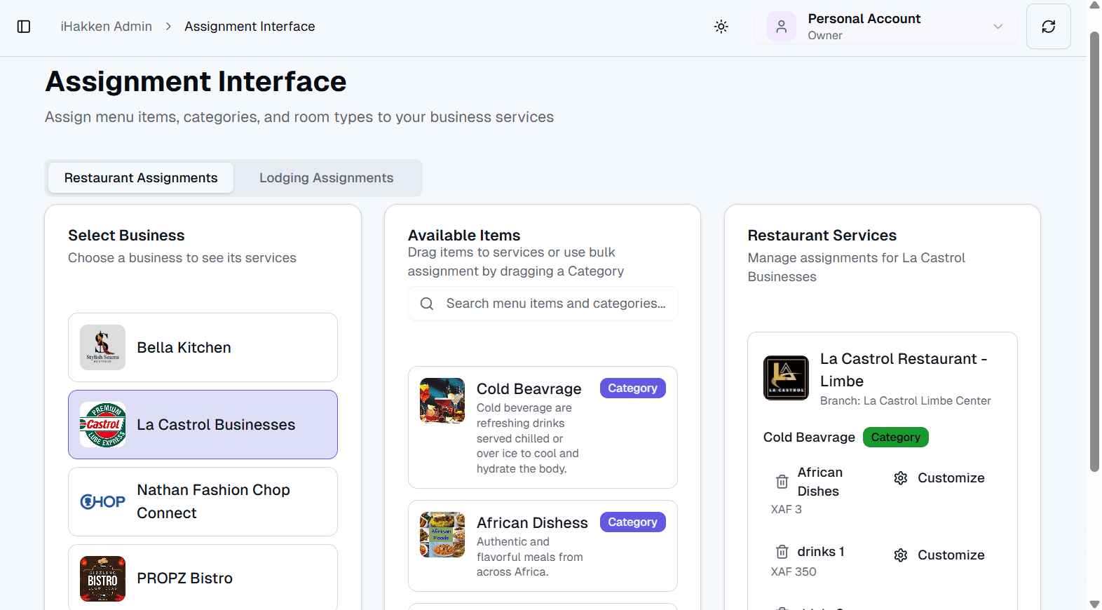 iHakken Dashboard - Hospitality Management Platform
