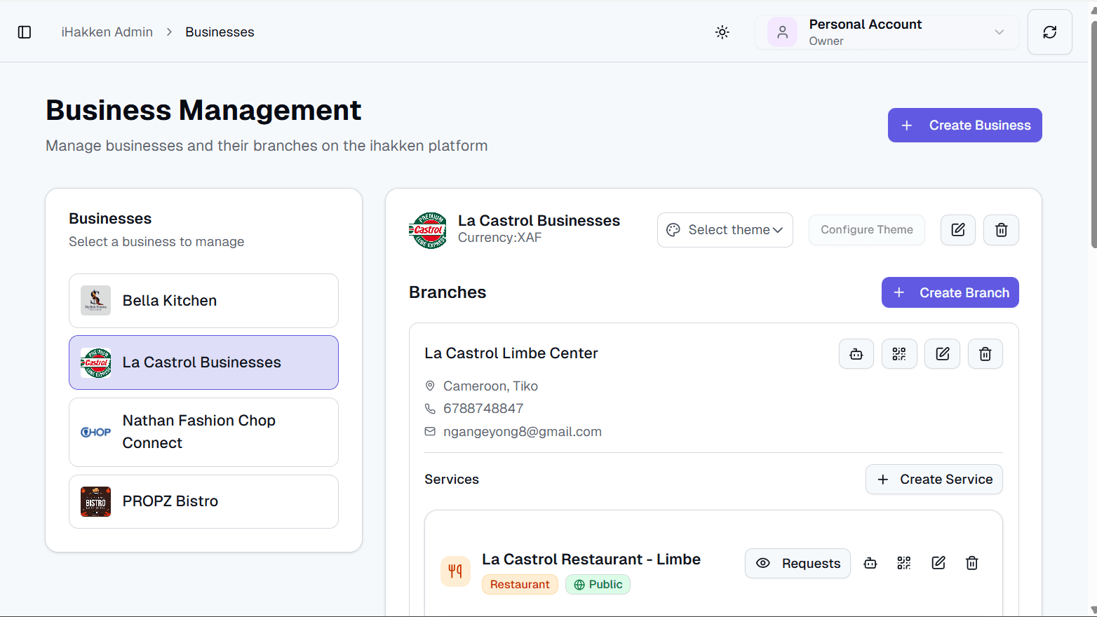 iHakken Dashboard - Hospitality Management Platform